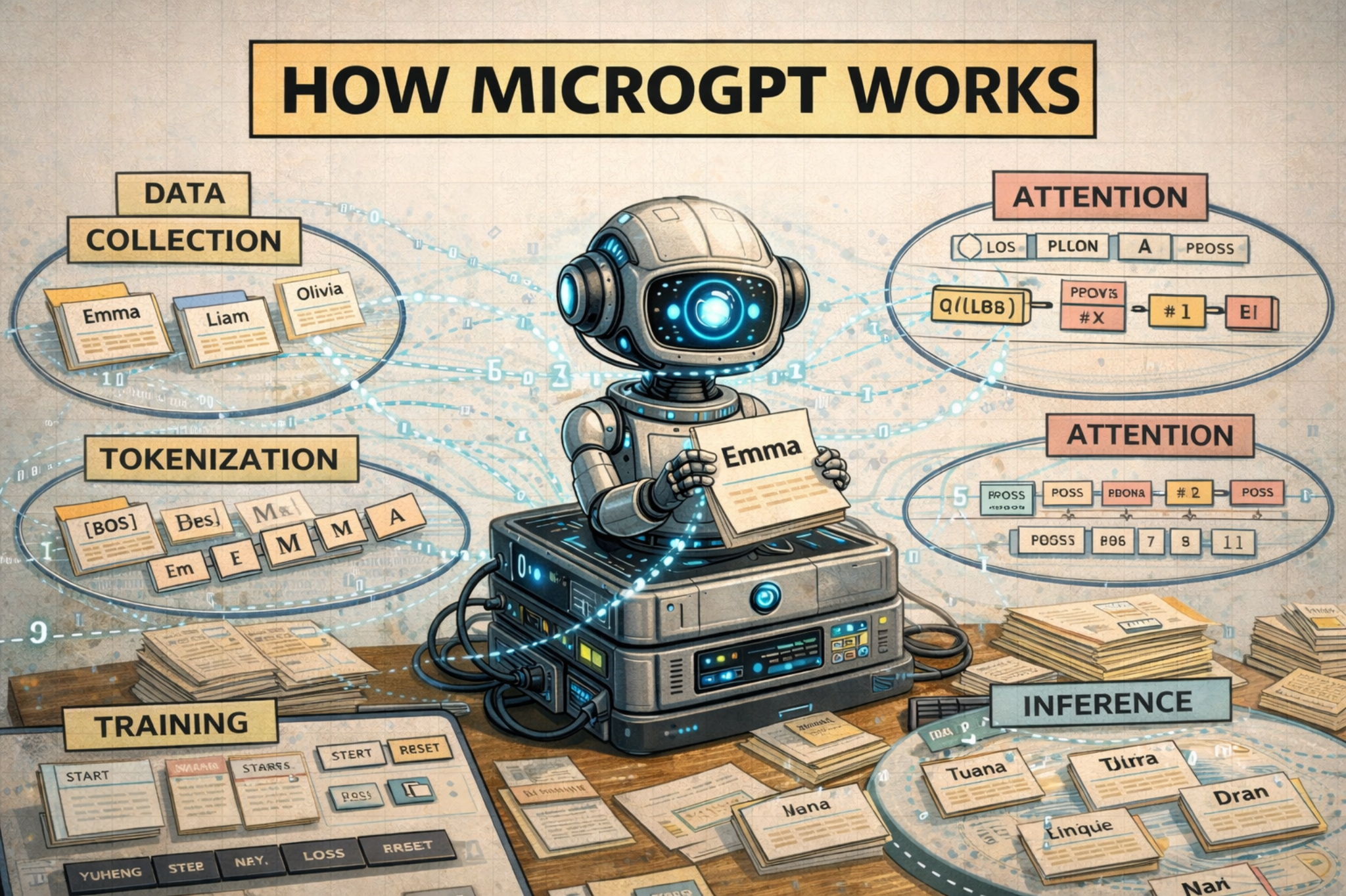 MicroGPT modeli vasitəsilə dil modellərinin işləmə prinsiplərinin izahı