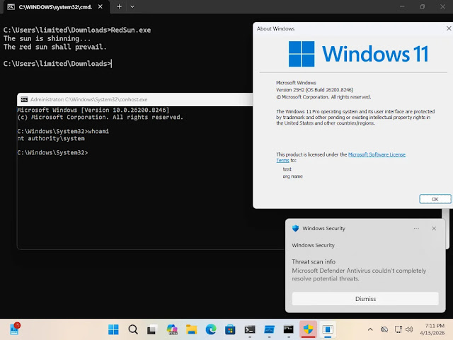 Microsoft Defender-də “RedSun” adlı təhlükəli zero-day zəifliyi aşkarlanıb